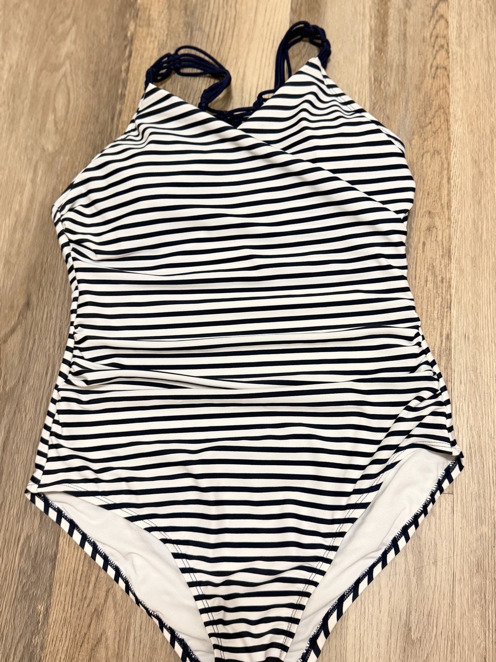 Kona Sol Navy & White Striped One-Piece Swimsuit